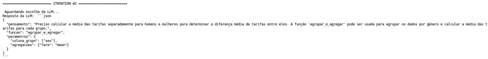 Second reasoning step: the agent computes the difference between the two means.