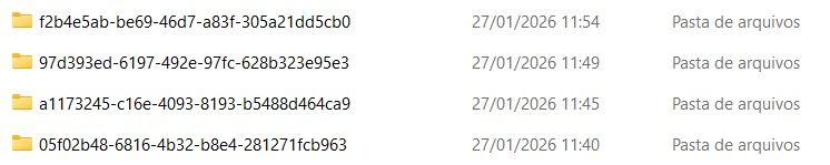 File listing of monthly PIS/COFINS SPED files for 2025, each with period, CNPJ, Original, transmission timestamp and hash in the filename.